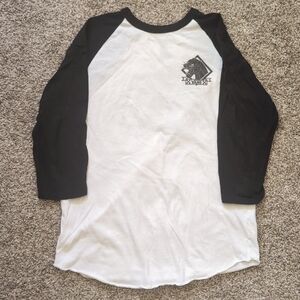 Vans Classic Baseball Tee - White w/Black Sleeves - Size S